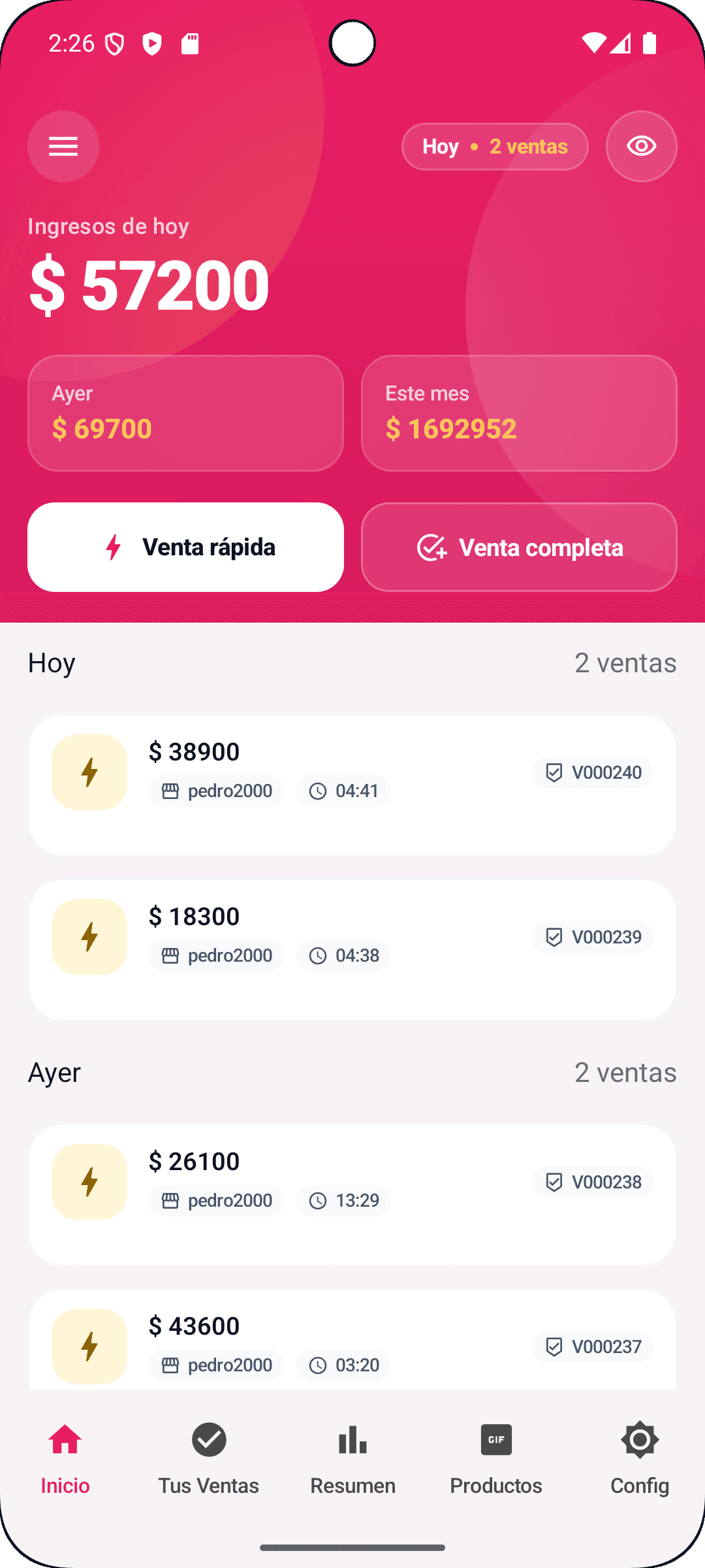 Pantalla principal de la app KaRux