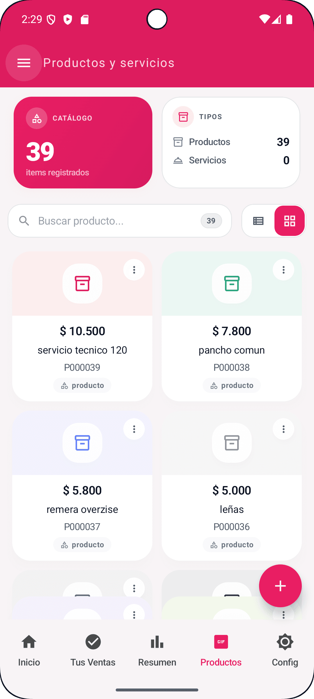 Catálogo ordenado